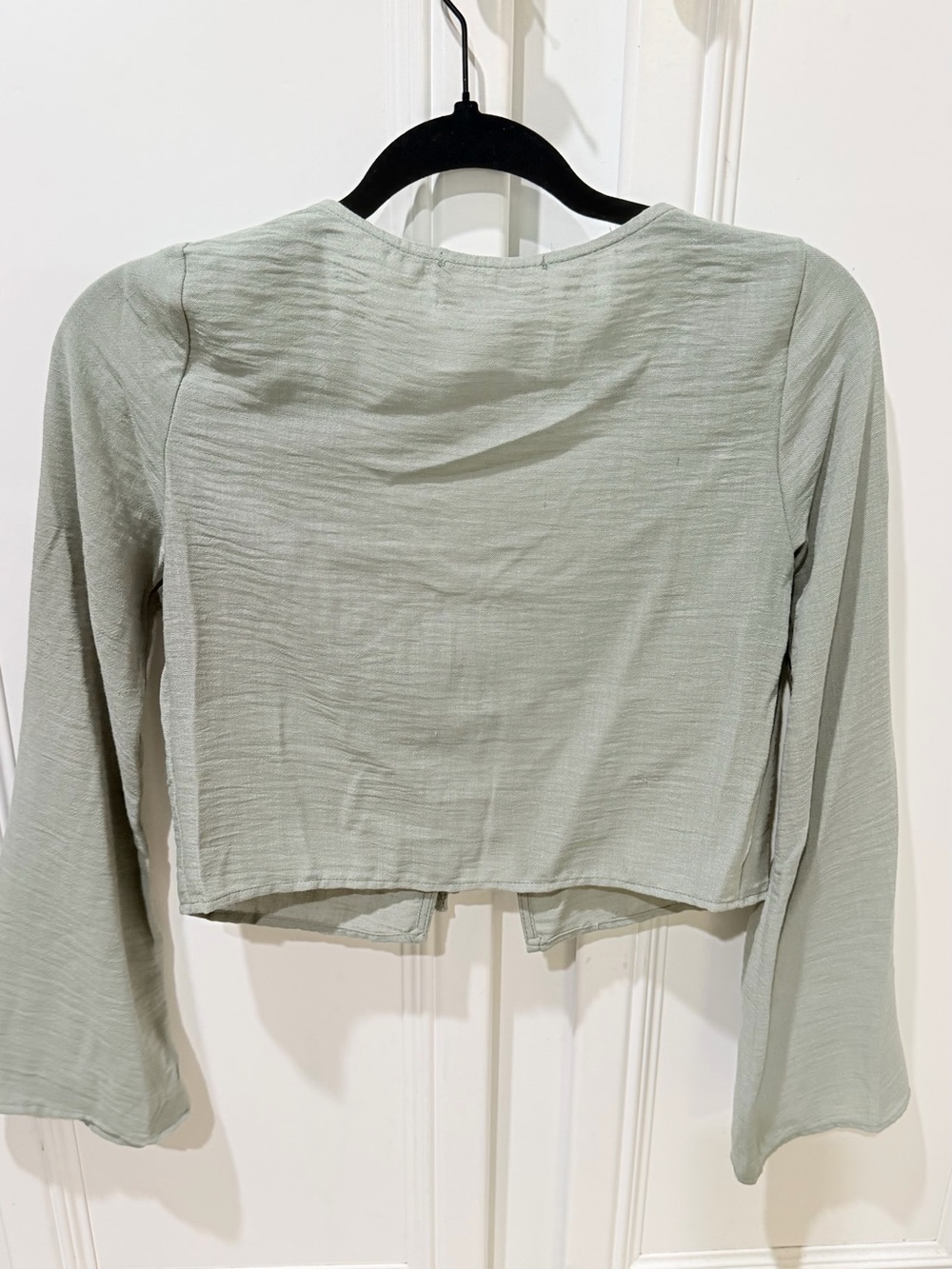 New Y2K Light Sage Tie-Front Crop Top - Women - Picture 4 of 4